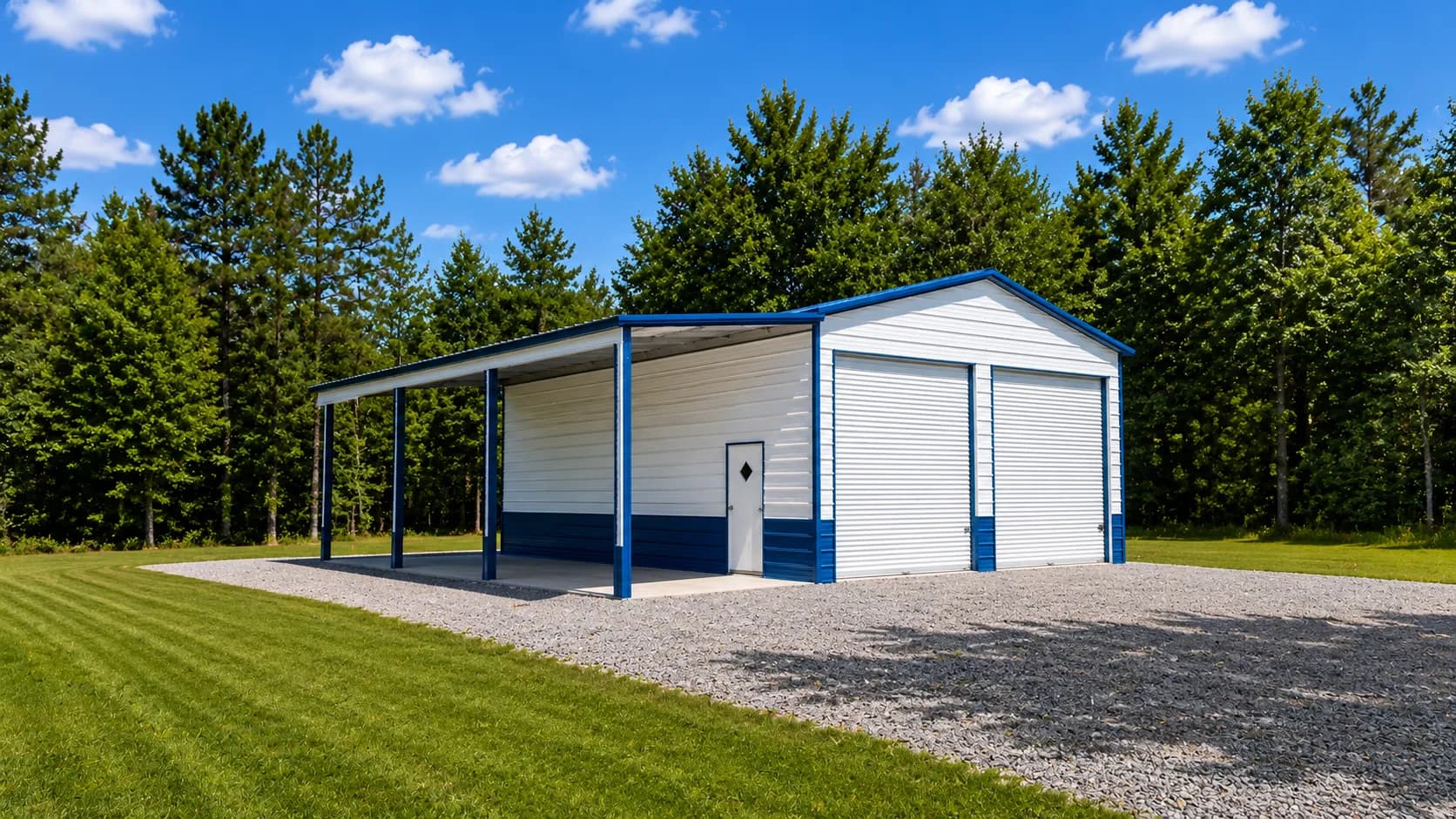 36’x35’x12′ Two Car Garage with Lean-to