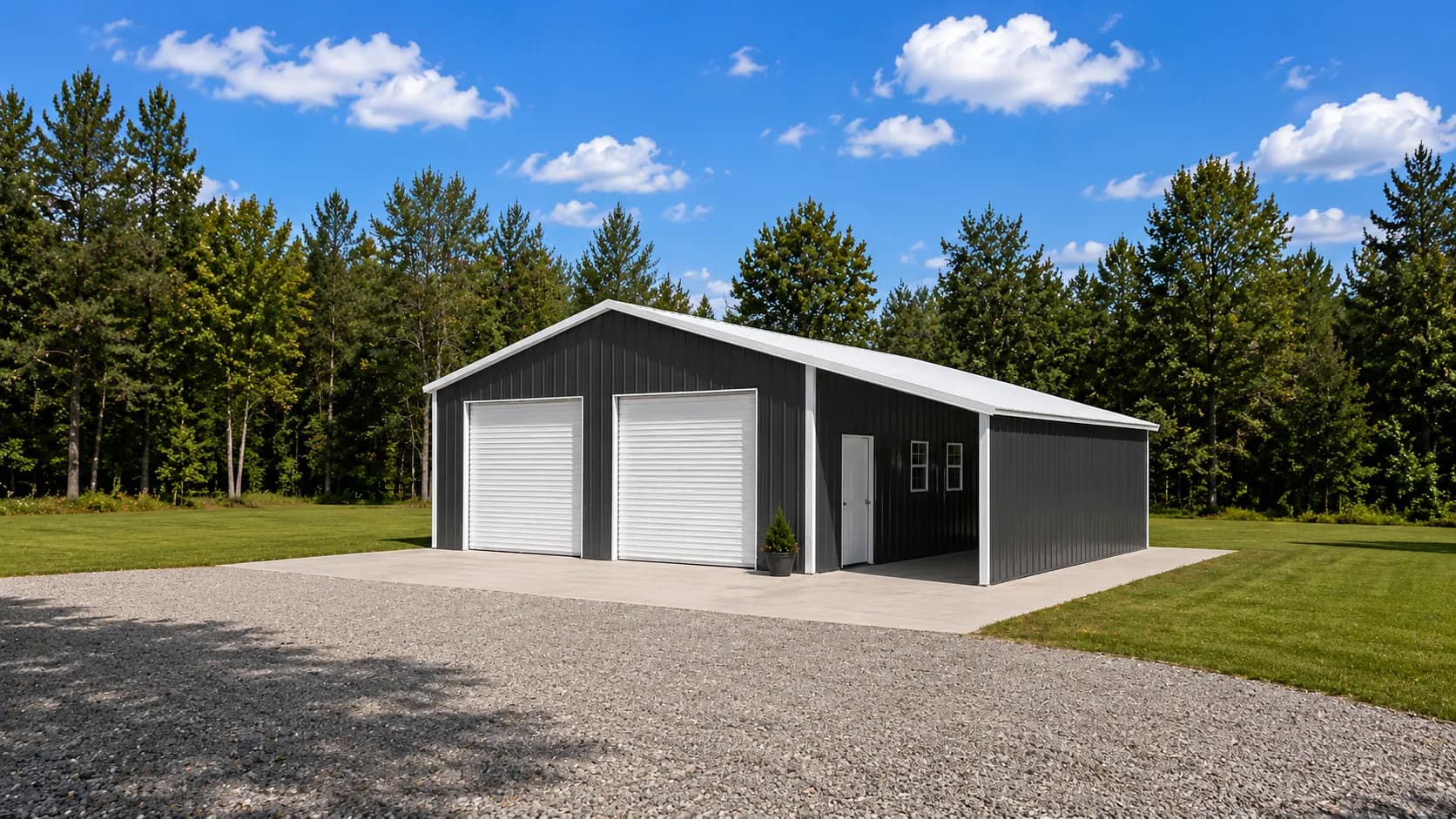 28’x40’x10′ Metal Garage with 12x40x7 Lean-to