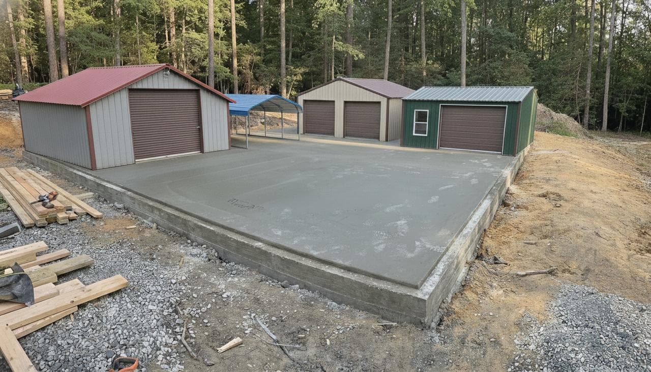 Example of Top Goat building base rails extending beyond an undersized slab