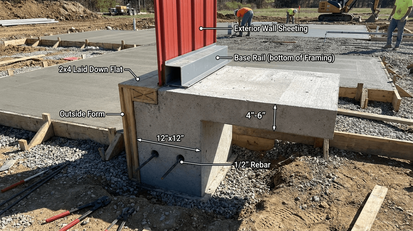 Concrete foundation detail prepared for a Top Goat building