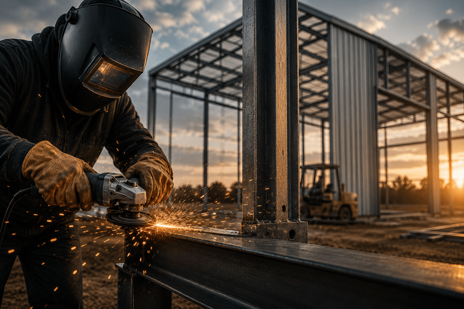 Metal building construction project